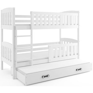 Patrová postel s přistýlkou KUBUS 3 90x200 cm, bílá/bílá (Volba matrace: Pěnová matrace)
