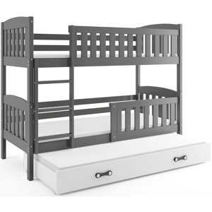 Patrová postel s přistýlkou KUBUS 3 90x200 cm, grafitová/bílá (Volba matrace: Pěnová matrace)