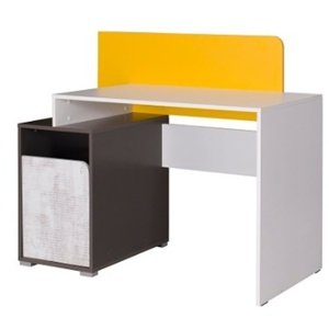 Psací stůl Bruce R8 bílá/grafit/enigma/žlutá