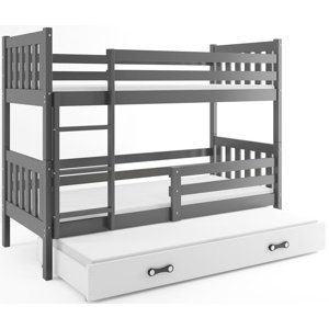 Patrová postel s přistýlkou CARINO 3 80x190 cm, grafitová/bílá (Volba matrace: Pěnová matrace)