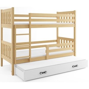 Patrová postel s přistýlkou CARINO 3 80x190 cm, borovice/bílá (Volba matrace: Pěnová matrace)