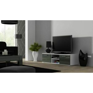 TV stolek Soho, 140 cm, bílá / šedá lesk