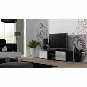 TV stolek Soho, 140 cm, černá / bílá lesk