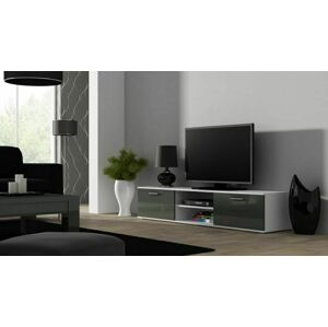 TV stolek Soho, 180 cm, bílá / šedá lesk