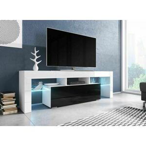 TV stolek Toro 138 cm, bílá matná / černá lesk