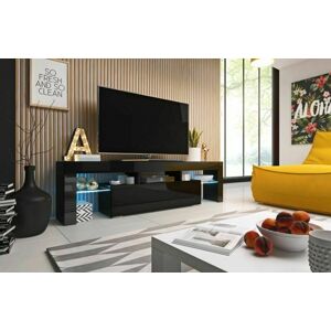 TV stolek Toro 158 cm, černá matná / černá lesk