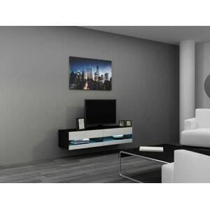 TV stolek Vigo new otevřená 140 cm, černá / bílá lesk