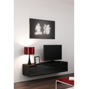 TV stolek Vigo 140 cm, černá / černá lesk