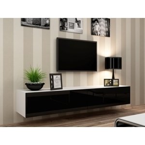 TV stolek Vigo 180 cm, bílá / černá lesk