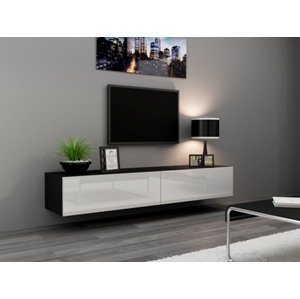 TV stolek Vigo 180 cm, černá / bílá lesk