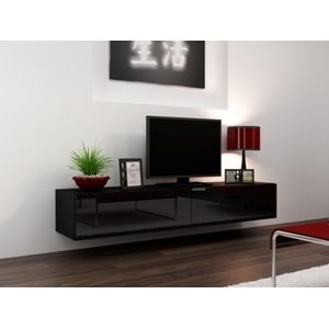 TV stolek Vigo 180 cm, černá / černá lesk