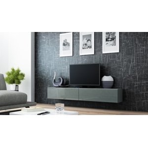 TV stolek Vigo 180 cm, šedá matná / šedá lesk