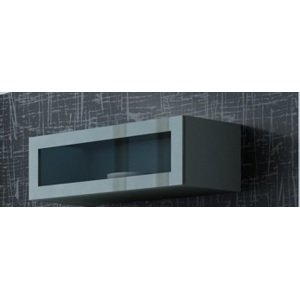 Vitrína Vigo 90 cm sklo, šedá / šedá lesk