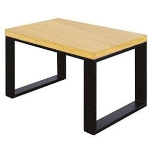 Konferenční stůl ST374 Š120, šířka desky: 4cm, masiv (Barva dřeva: Dub bělený, Barva nožiček: Černá Matná)