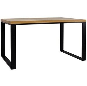 Jídelní stůl ST373 S220, šířka desky: 4cm, masivní dub (Barva dřeva: Dub bělený, Barva nožiček: Černá Matná)