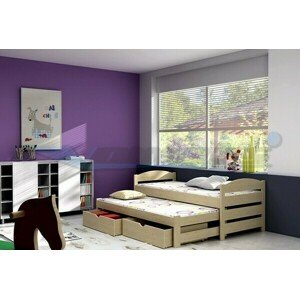 Dětská postel s výsuvnou přistýlkou DPV 009, Rozměr : 200 cm x 90 cm , Povrchová úprava : moření dub