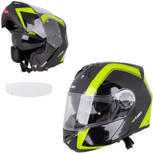 Výklopná moto helma W-TEC Vexamo PP s Pinlockem (Velikost: XS (53-54), Barva: černo-zelená)