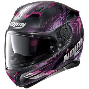 Moto helma Nolan N87 Carnival N-Com (Velikost: L (59-60), Barva: Flat Black-Purple)