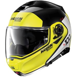 Moto helma Nolan N100-5 Plus Distinctive N-Com P/J (Velikost: 3XL (65), Barva: Metal White)