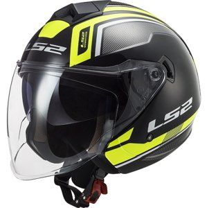Moto helma LS2 OF573 Twister II Flix (Velikost: S (55-56), Barva: Black H-V Yellow)