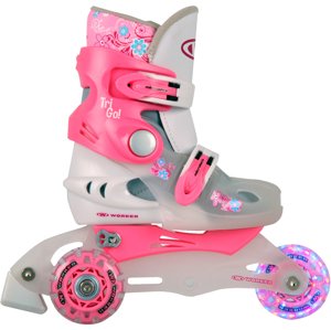 Dětské kolečkové brusle WORKER TriGo Skate LED - se sv. kolečky (Velikost: XS (26-29), Barva: růžová)