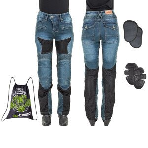 Dámské moto jeansy W-TEC Bolftyna (Velikost: 3XL, Barva: modro-černá)