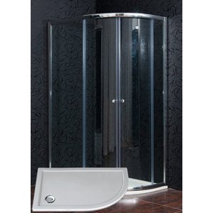 Sprchový kout čtvrtkruhový KLASIK 120 x 80 cm čiré sklo s vaničkou z litého mramoru STONE levé provedení