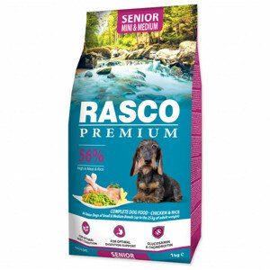 Krmivo Rasco Premium Senior Mini & Medium kuře s rýží 1kg
