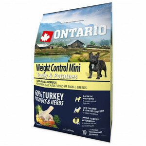 Krmivo Ontario Mini Weight Control Turkey & Potatoes 2,25kg