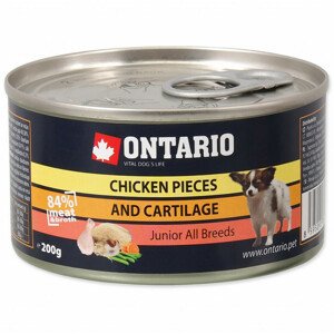Konzerva Ontario Junior kuřecí kousky a chrupavky 200g