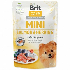Kapsička Brit Care Mini Sterilised losos a sleď, filety v omáčce 85g