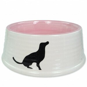 Miska DOG FANTASY keramická motiv pes bílo-růžová 21 cm