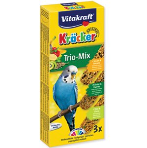 Tyčinky Vitakraft Kracker Trio Mix andulka, s banány, bylinkami a kiwi 3ks