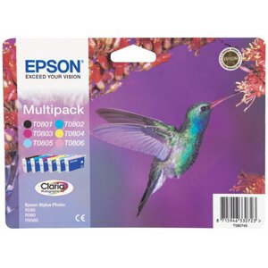 Inkoust Epson T0807 barevný, Multipack C+M+Y+Black+Light cyan+Light magenta