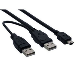 Kabel PremiumCord USB napájecí 2x USB A(M)-miniB(M), 5pin, 0,5m+0,4m