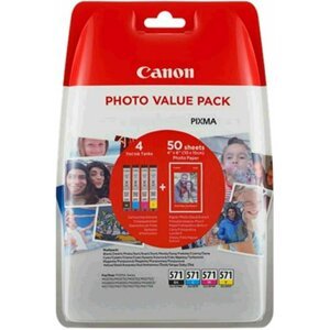 Inkoust Canon CLI-571XL C/M/Y/BK + 50x PP-201 multi pack + fotopapír