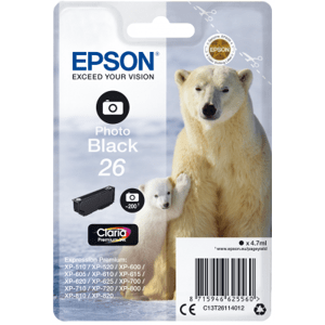 Inkoust Epson Singlepack Photo Black 26 Claria Premium Ink