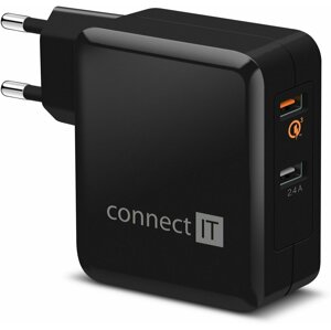 Napájecí adaptér Connect IT QUICK CHARGE 3.0 2x USB (3,4A) černý