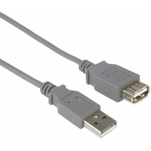 Kabel USB 2.0 A-A, 1 m, prodlužovací, šedá