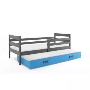 Dětská postel Eryk - 2 osoby, 80x190 s výsuvnou přistýlkou – Grafit, Modrá