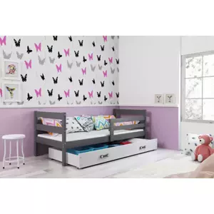 Dětská postel Eryk - 1 osoba, 90x200 s úložným prostorem – Grafit, Bílá