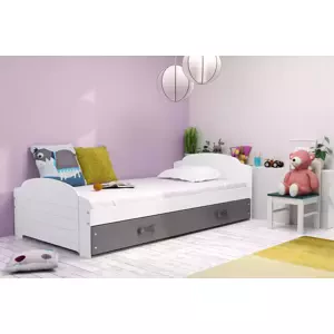 Dětská postel Lili - 1 osoba, 90x200 s úložným prostorem – Bílá, Grafit