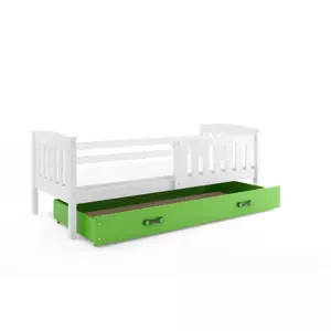 Dětská postel Kubus - 1 osoba, 80x160 s úložným prostorem – Bílá, Zelená