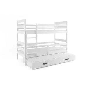 Dětská patrová postel Eryk - 3 osoby, 90x200 s výsuvnou přistýlkou – Bílá, Bílá