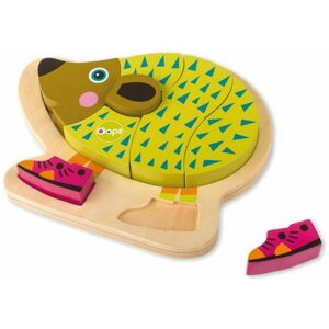 O-OOPS Happy Puzzle! - Zvířátkové dřevěné puzzle na desce 9ks (Varianta: Hedgehog)