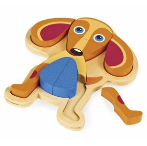 O-OOPS Happy Puzzle! - Zvířátkové dřevěné puzzle na desce 9ks (Varianta: Dog - Pes)