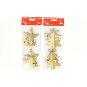 Andělíček nebo stromeček, vánoční dřevěná dekorace, 2 kusy v sáčku, cena za 1 s AC7126