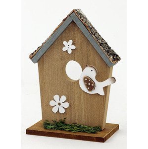 Budka s ptáčkem, dřevěná dekorace MO809959