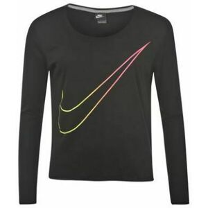 Nike - Swoosh Long Sleeve T Shirt Ladies – Black - L