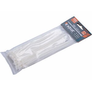 Pásky stahovací na kabely bílé, 150x2,5mm, 100ks, nylon PA66